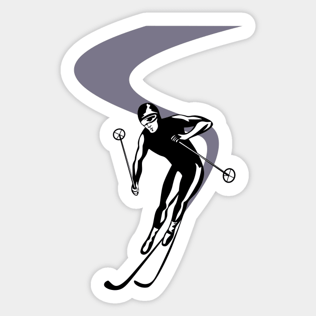 Slalom Skiing Retro Sticker by retrovectors